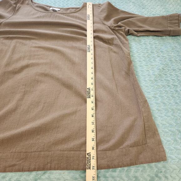 Soft Surroundings Top 2X Brown Textured Cotton 3/4 Sleeve Lagenlook - Picture 5 of 8